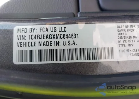 2021 Jeep Grand Cherokee Laredo X 4X2 from USA, damaged, VIN 1C4RJEAGXMC844631